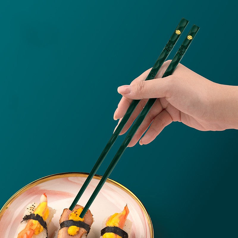 5 Pares de Hashis Japoneses Chineses para Comer Sushi Reutilizáveis de Metal Coreano Conjunto de Talheres Saudáveis