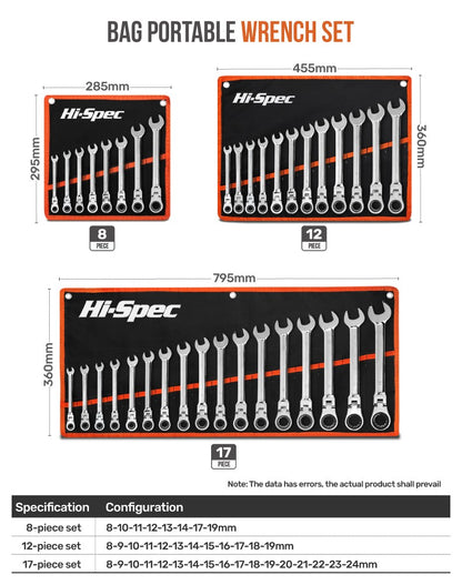 Jogo de Chave Soquete com Catraca de Torque Ajustável Hi-Spec Jogo de Chave Universal para Reparos de Bicicletas e Motocicletas Kit de Ferramentas Mecânicas