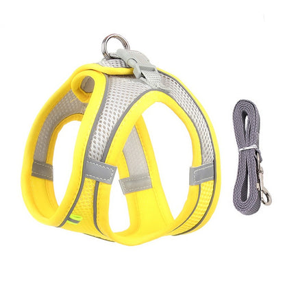 Conjunto de Coleira e Peitoral para Cães Pequenos Ajustável Peitoral Colete para Cães e Gatos Filhotes Bulldog Francês Chihuahua Pug Caminhada ao Ar Livre Guia Coleira