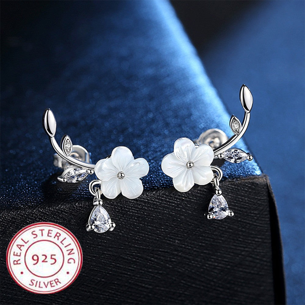 Brincos agulha em prata esterlina 925, moda, joia de alta qualidade, zircônia de cristal com fileira dupla, redondos, modelo H009