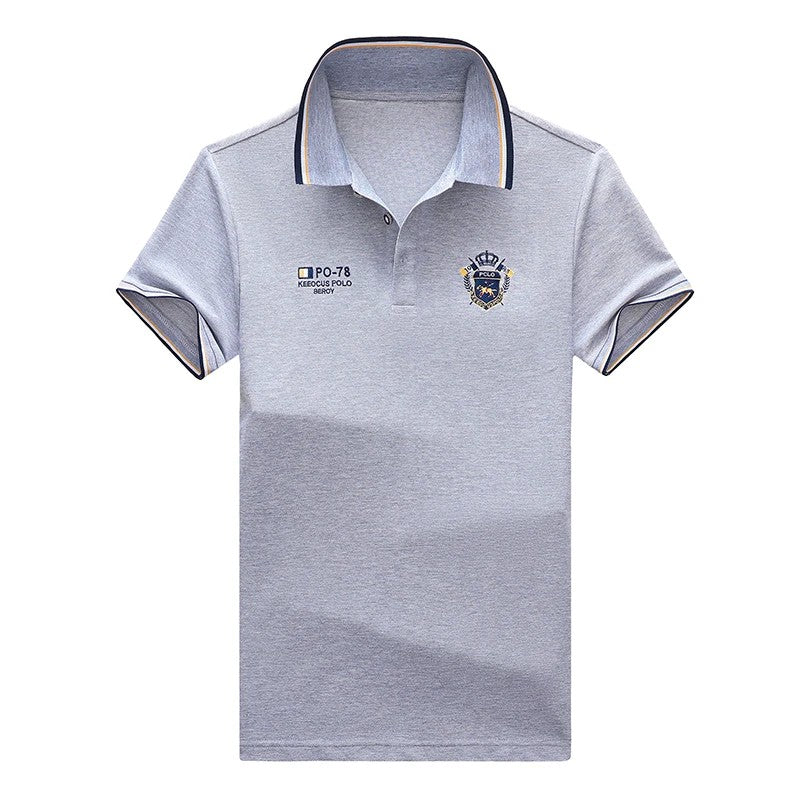summer Men's Casual Embroidery Short Sleeve Polo Shirt New Fashion Solid Color Top