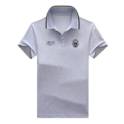 summer Men's Casual Embroidery Short Sleeve Polo Shirt New Fashion Solid Color Top