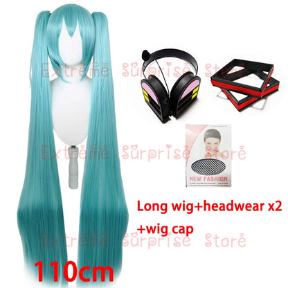 Female Miku Cosplay Wig 110cm Long Short Male Mikuo Cosplay Wig Heat Resistant Synthetic Wig Headwear Props