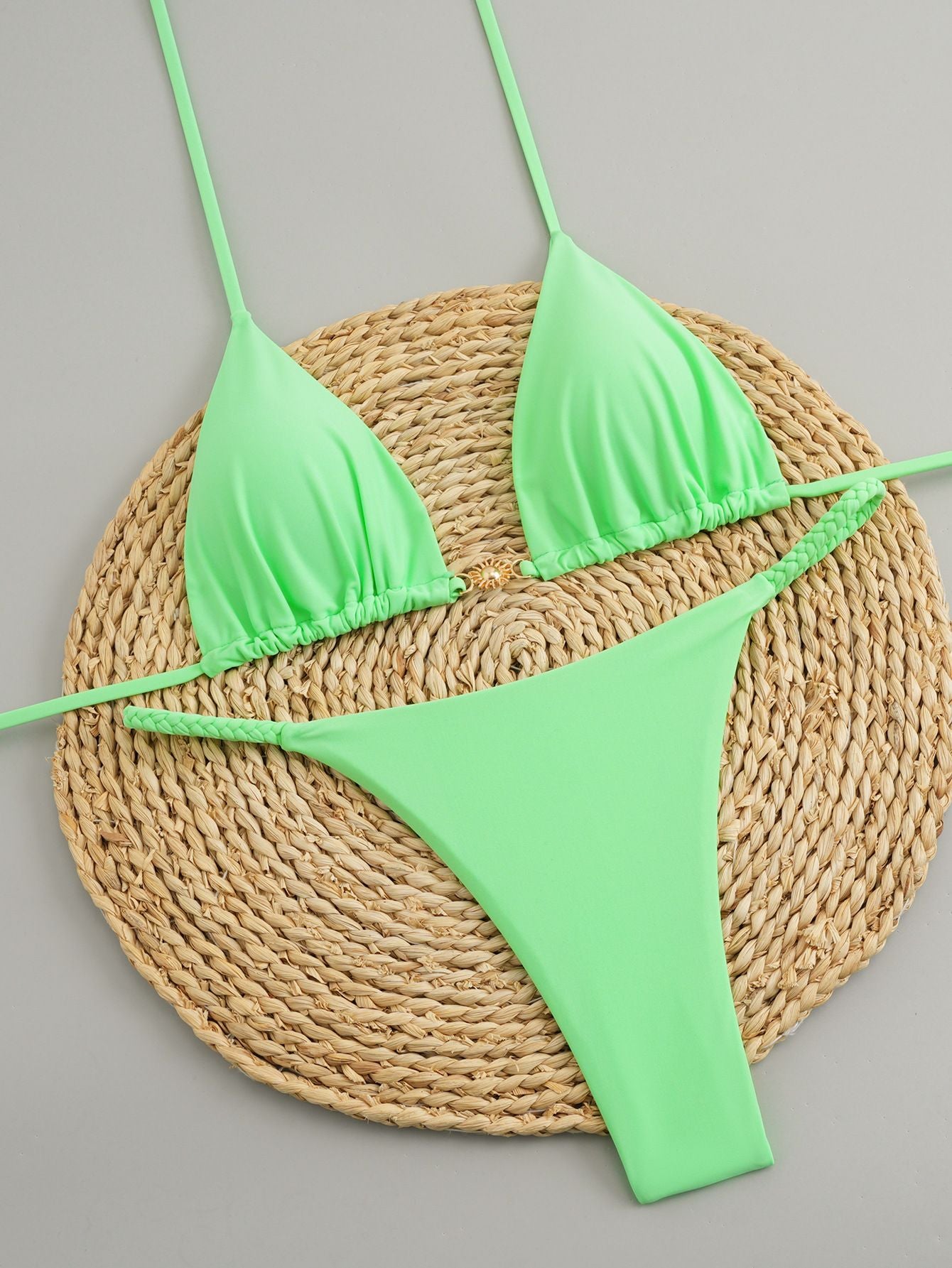 Sexy Cherry Print Triangle Brazilian Bikini Push Up Swimsuit 2 Piece String Bandage Bikinis Swimwear Women Thong Bathing Suit