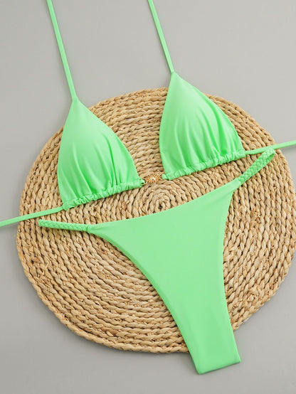 Sexy Cherry Print Triangle Brazilian Bikini Push Up Swimsuit 2 Piece String Bandage Bikinis Swimwear Women Thong Bathing Suit