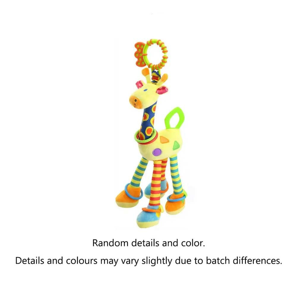1pcs Soft Giraffe Animal Handbells Rattles Plush Infant Toddler Car Bed Hanging Toy Baby Early Education Development Handle Toys