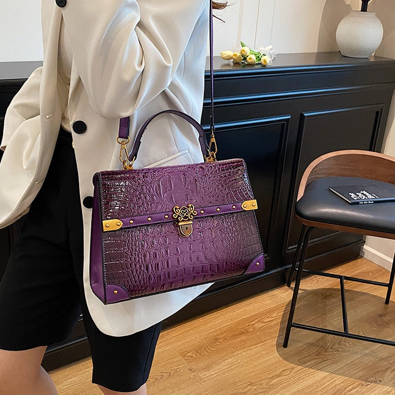 Luxury Purple Handbag Classic Women Bag 2025 New Designer Shoulder Bag High Quality Solid Pu Leather Crossbody Small Square Bag