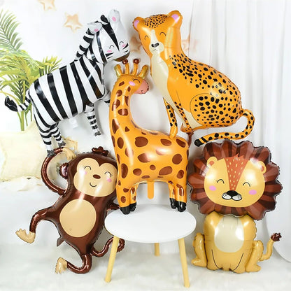 Cartoon Animal Aluminum Foil Balloon Giraffe Lion Monkey Balloon Jungle Zoo Theme Party Kidsren's Birthday Holiday Decoration