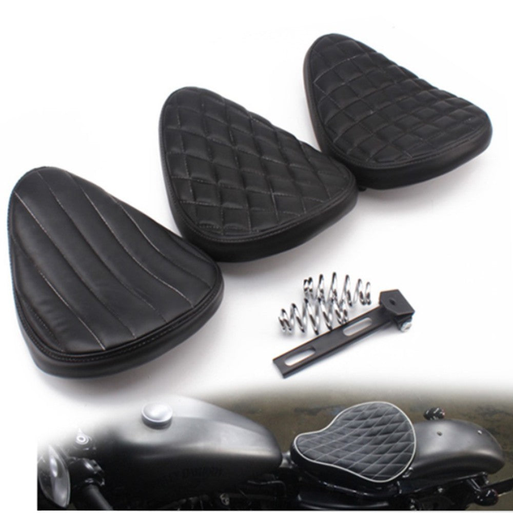 Assento de Couro para Motocicleta Retro Couro Preto Banco Solo para Harley Custom Chopper Bobber Honda Yamaha Kawasaki Suzuki