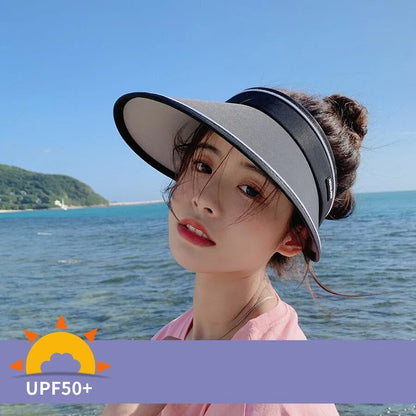 New Sun Hat Women's Uv Protection Sun Hat Summer Empty Cap Large Brim Outdoor Cycling Face Shade Hat Woman