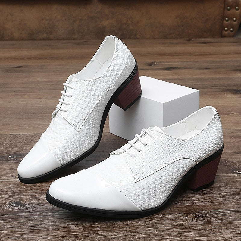 Men's Leather Shoes Banquet Dress Shoes Formal Occasions Men's Business Leather Shoes Office Red High Heels Pointed Shoes