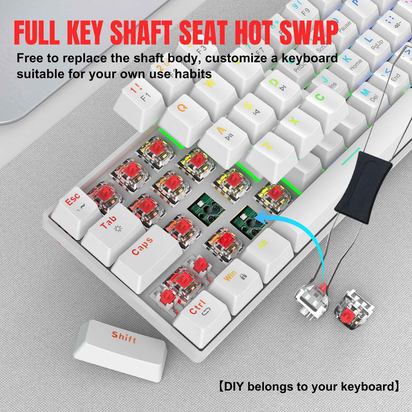 60% wired gaming keyboard, RGB backlight ultra compact mini keyboard, waterproof small compact 61 key keyboard for pc/Mac gamers