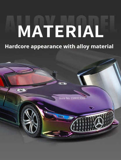 1:24 Visão GT 300SL Carro Esportivo Modelo Liga Fundida Brinquedos Som Luz Puxar para Trás Portas Abertas Veículos Miniatura Presentes para Crianças