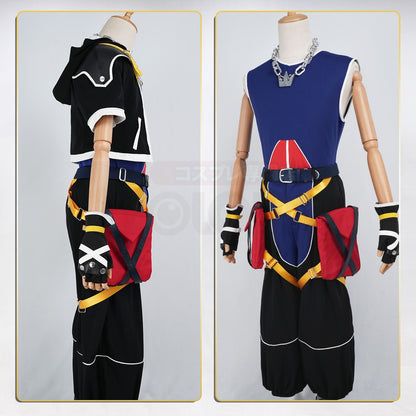 HOLOUN Sora Cosplay Costume Game KH2 Convention Halloween Christmas Coat Pants Vest Belt Gloves Necklace