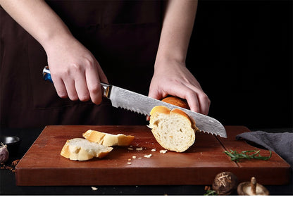 XITUO Kitchen Knives Set Damascus Steel VG10 Chef Knife Cleaver Paring Bread Knife Blue Resin Stabilised Wood Handle 1-7PCS set