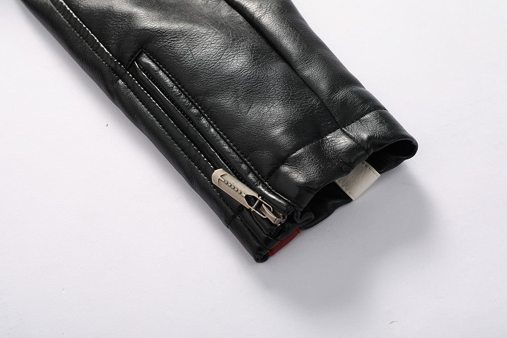 Vintage Motorcycle Jacket Men Fashion New Biker Leather Jacket Male Embroidery Bomber Coat Winter Fleece Pu Overcoat