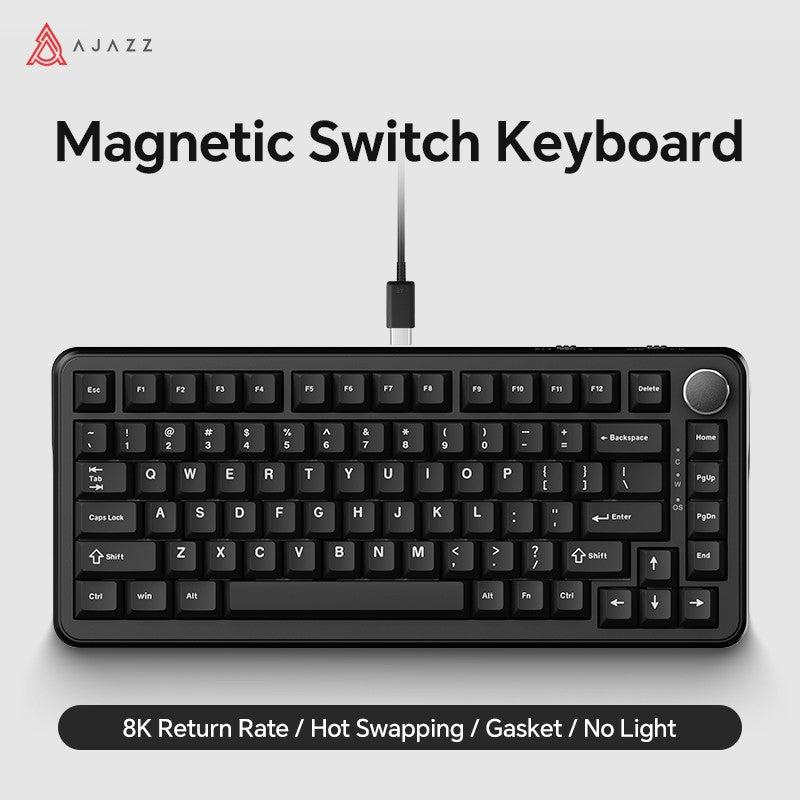 AJAZZ AK820 MAX HE Teclado Gamer Magnético de Efeito Hall, Acionamento Ajustável, Taxa de Sondeo de 8KHz, Gasket, Teclado com Fio