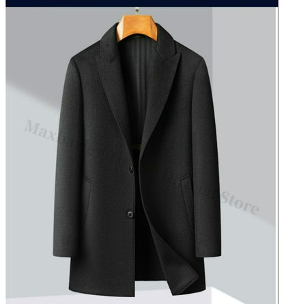 Double Faced Wool Overcoat Man 2025 Winter New Classic Business Casual Notch Lapel TrenchCoat Premium Medium Long Styles? Coat