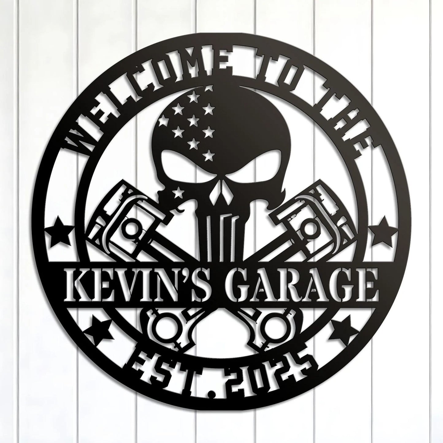 Custom Motorcycle Skull Metal Sign, Personalized Garage Sign, Motorcycle Handlebar Sign, Garage Decor, Gift for Dad Husband