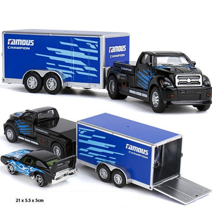 Minicaminhão de Reboque de Contêiner 1:64 Brinquedo Modelo de Liga Série de Carros Diecast com Veículos de Metal de Fricção Modelo Clássico Presente Infantil