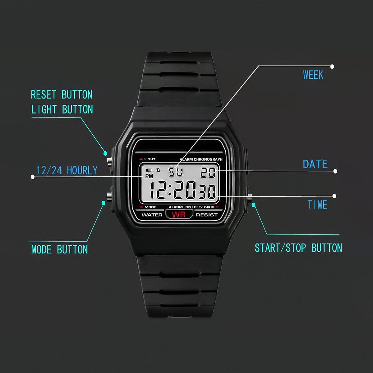 Hot Selling Women LED Digital Electronic Watch Multifunctional Outdoor Simple Leisure Men and Women Sports Watch Reloj
