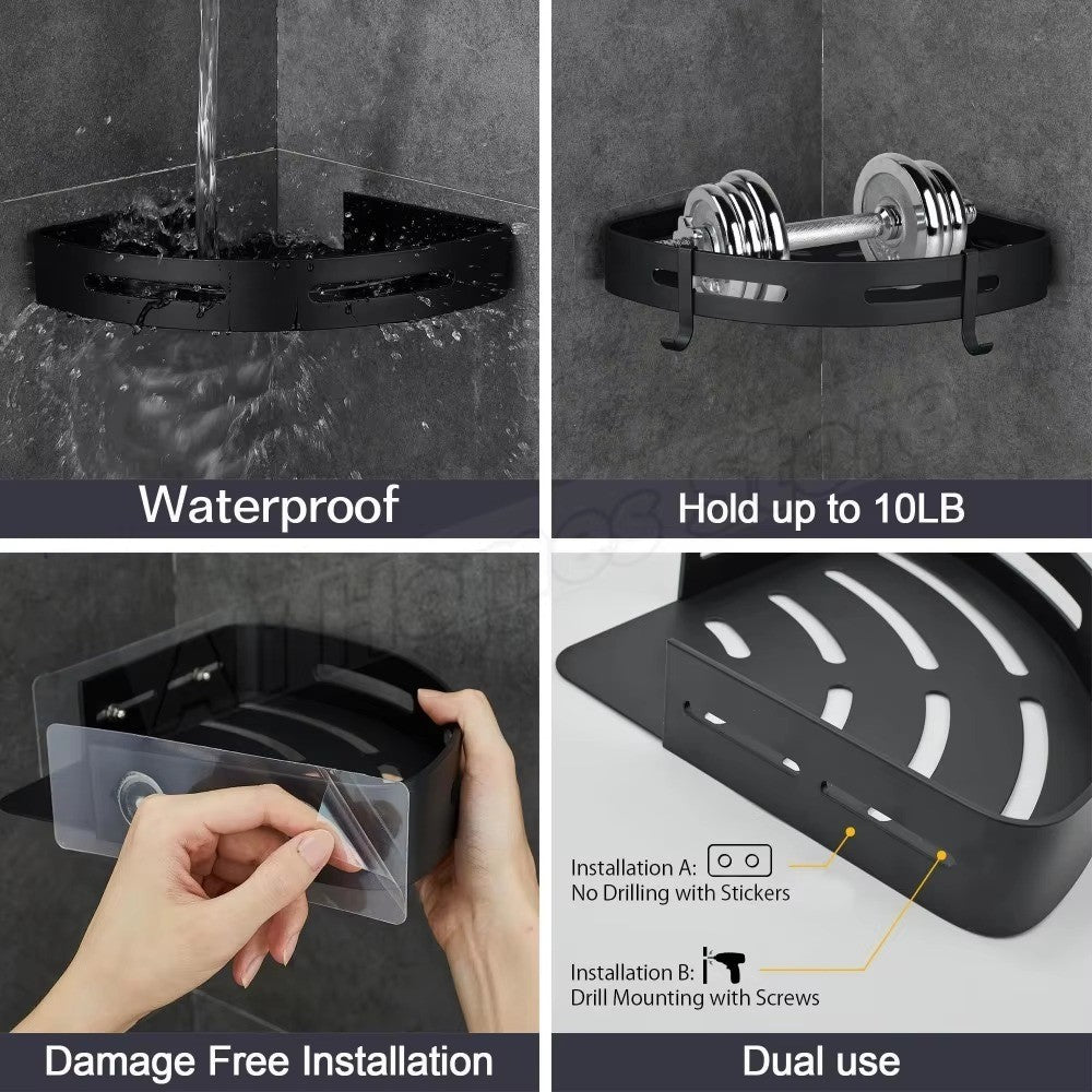 No Drill Wall Corner Bathroom Shelf Corner Shelf Storage Organizer Shower Shelf Shampoo Makeup Bathroom Accessories Towels Rack