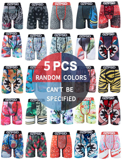 5Pcs Sexy Summer Men Boxer Underwear Breathable Printed Men's Panties Underpants Male Plus Size Man Boxer Briefs Man Boxershorts