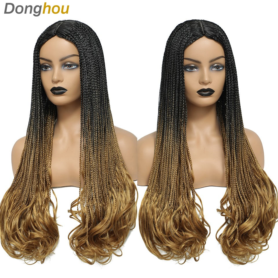 26 Inch Long Box Braided Wigs For Women Synthetic Perruque Tresse Africaine Micro Twist Box Braid Crochet Hair Curly Ends Wig