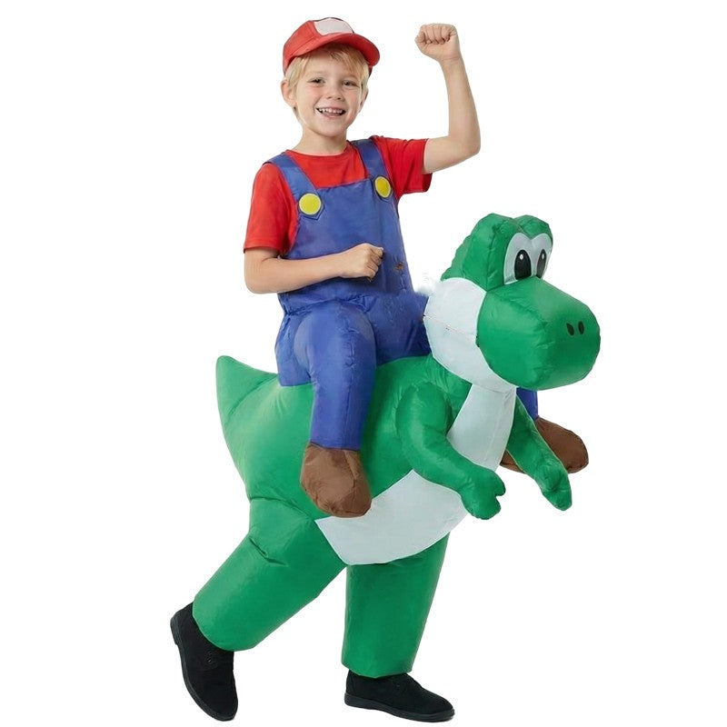 Adult Kids Plumber Costume Dinosaur Inflatable Suit Halloween Cosplay Party Performance Outfit Holiday Dance Parties & Carnival