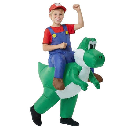 Adult Kids Plumber Costume Dinosaur Inflatable Suit Halloween Cosplay Party Performance Outfit Holiday Dance Parties & Carnival