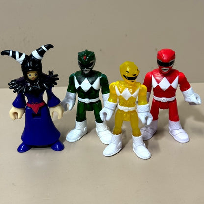 Novo Pacote Imaginext Power Rangers Verde Amarelo Vermelho Goldar Lord Zedd Heróis Vilões Bonecos Articulados c/ Armas Modelos Brinquedos