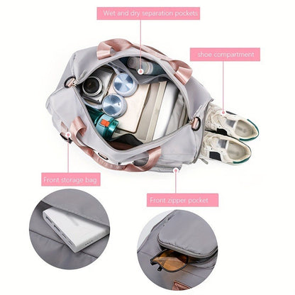 Women's Durable Nylon Sports Gym Bag with Shoe Compartment - Multifunctional Fitness Duffle for Yoga, Travel & Weekend Trips