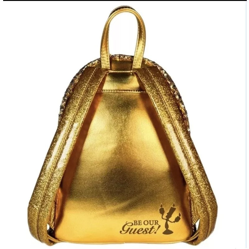 Bolsa Mini Mochila Loungefly A Bela e a Fera Série Princesas Cogsworth ?Lumiere Chip? Cosplay