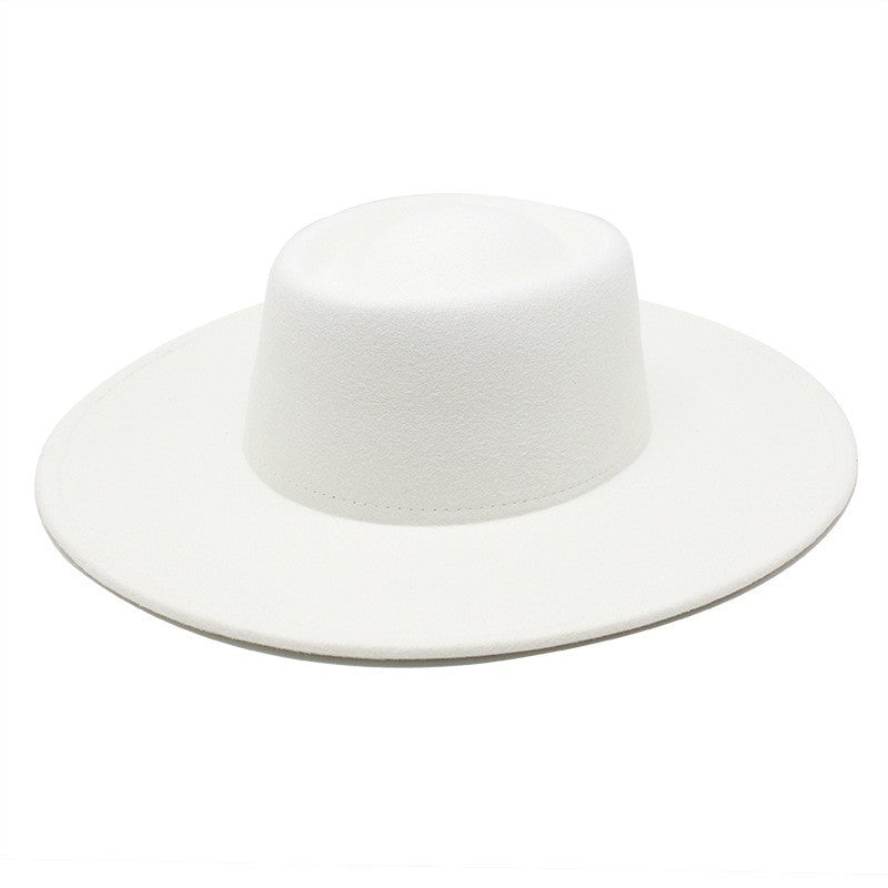 Classic British Style 9.5CM Big Wide Brim Fedora Hat For Women Fashion Autumn Winter Felt Church Hats Wedding Dress Jazz Cap