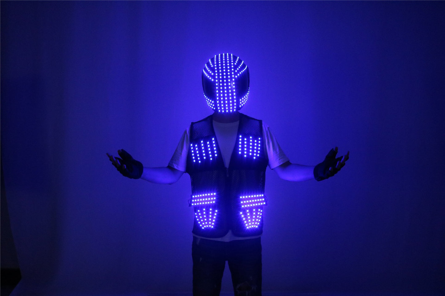LED Robot Suit Stage Dance Costumes, Light Up Jacket, Strobe Luminous Clothing, Christmas and Halloween Party