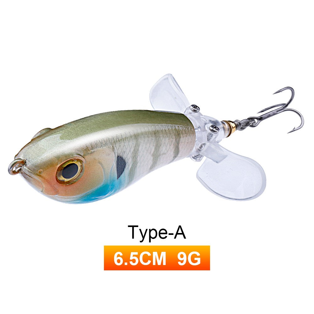 Iscas de Pesca TREHOOK 9g/16g de Superfície Whopper Popper Cauda de Hélice Dupla Giratória Isca Artificial Flutuante