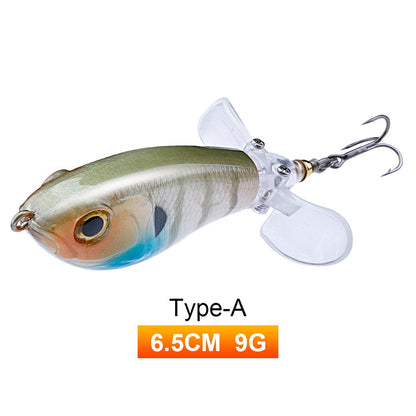 Iscas de Pesca TREHOOK 9g/16g de Superfície Whopper Popper Cauda de Hélice Dupla Giratória Isca Artificial Flutuante