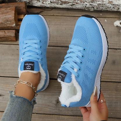 Winter Warm  Casual Sports Shoes  Women's Fleece-lined High-top Sneakers