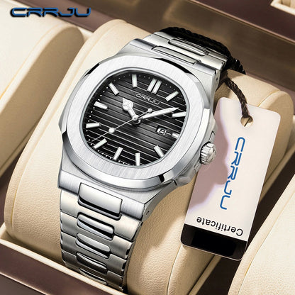 CRRJU  Men Watch 2024 Luxury Top Brand Quartz Watches Business Simple Ultra Thin Luminous Wristwatch Men's Clock Reloj Hombre
