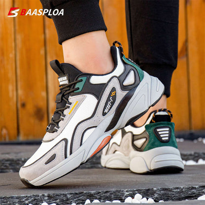 Baasploa Lightweight Running Shoes For Men's Designer Leather Casual Sneakers Lace Up Male Outdoor Sports Shoes Tennis