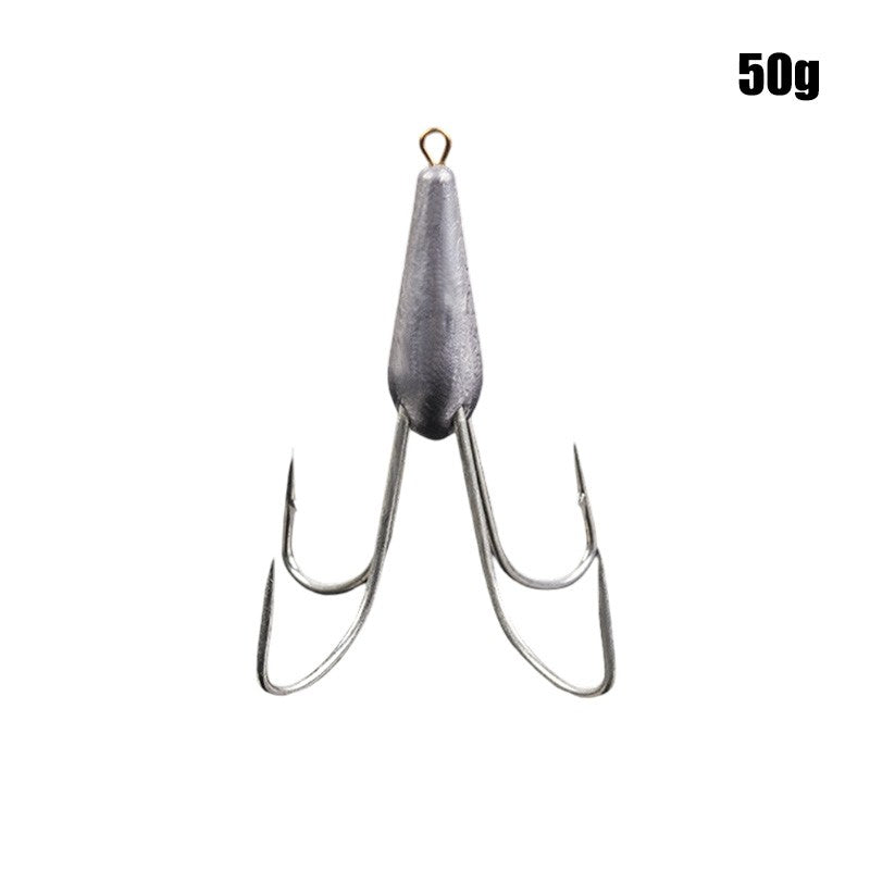 Anzóis de Pesca Triplos Prateados de Aço Carbono com Farpa 20g/30g/40g/50g/60g/80g Agulha de Pesca Acessórios de Pesca