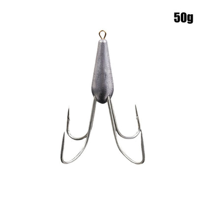 Anzóis de Pesca Triplos Prateados de Aço Carbono com Farpa 20g/30g/40g/50g/60g/80g Agulha de Pesca Acessórios de Pesca