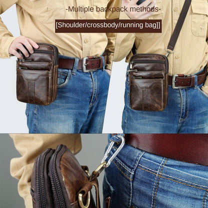 New Men's Cow Leather Chest Bag Man Small Shoulder Casual Male Crossbody Waist Bag
