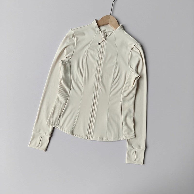 Women's Stand-up Collar Long Sleeve Zipper Jacket for Running Cycling Outdoor Pilates Yoga Fitness Slim Fit Autumn/Winter