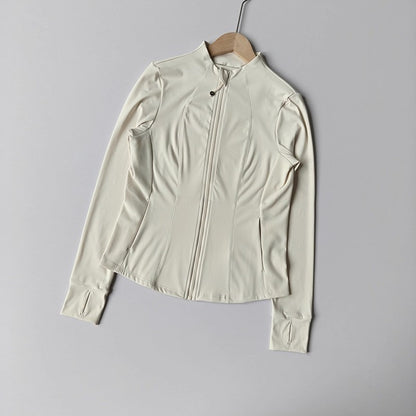 Women's Stand-up Collar Long Sleeve Zipper Jacket for Running Cycling Outdoor Pilates Yoga Fitness Slim Fit Autumn/Winter