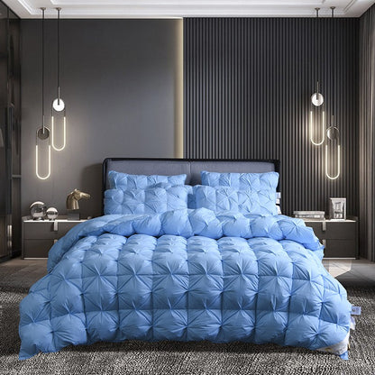 Edredom de Pluma de Ganso Branco Quente Inverno Grosso 3D Pão Edredom Plissado Cobertor Preenchimento para Colcha de Cama de Solteiro Casal