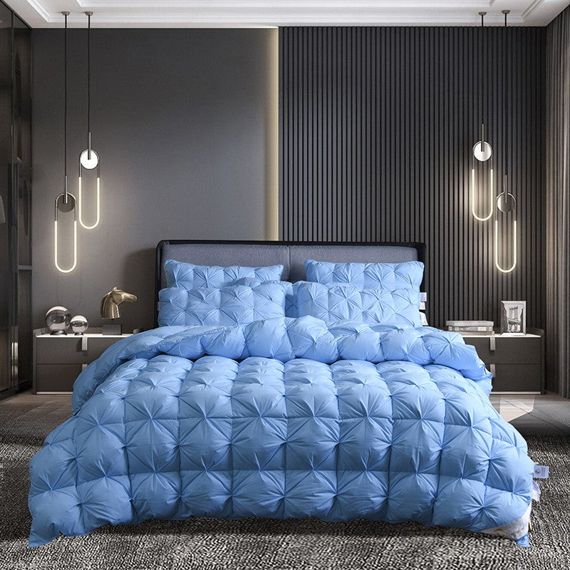 Edredom de Pluma de Ganso Branco Quente Inverno Grosso 3D Pão Edredom Plissado Cobertor Preenchimento para Colcha de Cama de Solteiro Casal