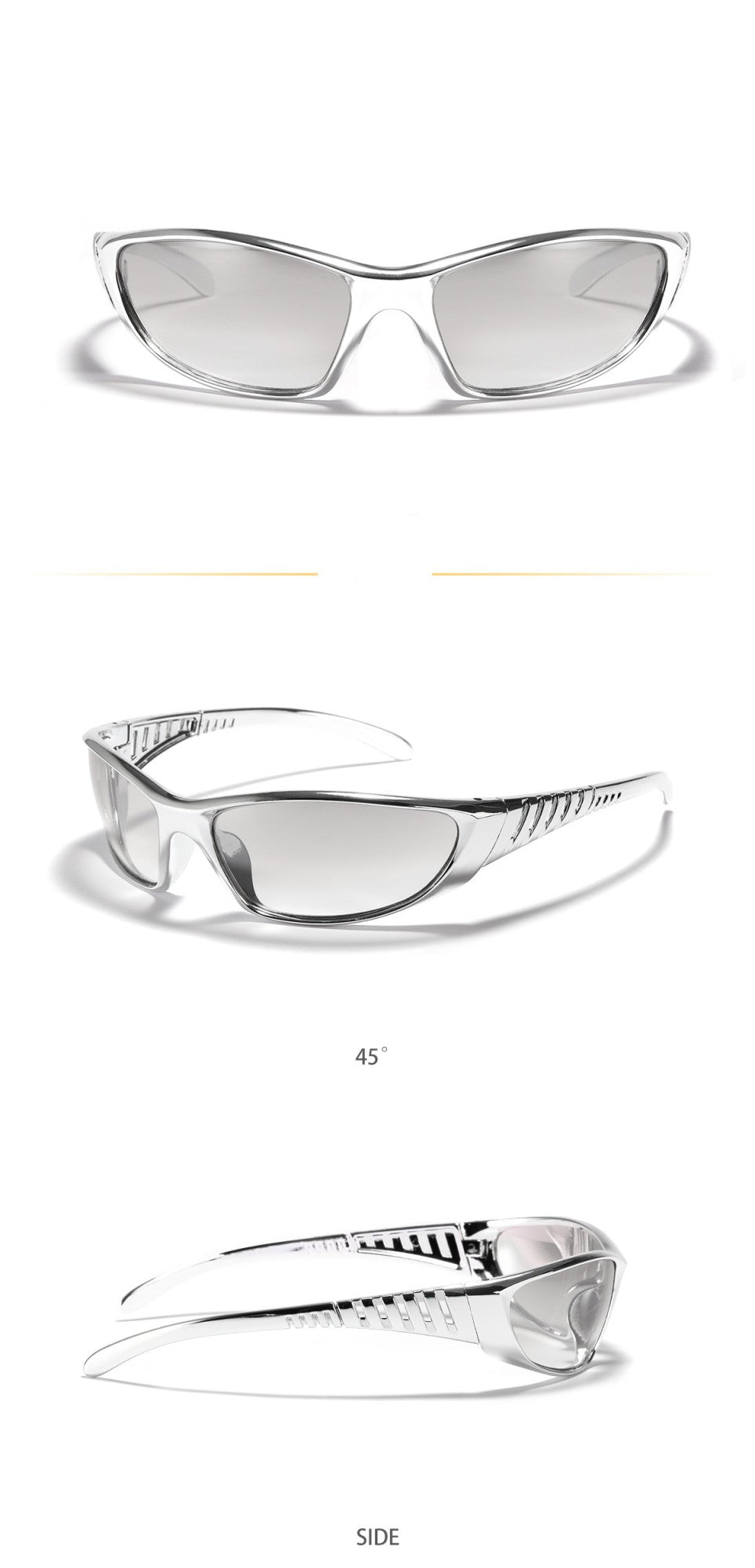 Y2K Silver Sunglasses Color Hollowed Out Future Sense Of Technology Hot Girls Net Red Sunglasses Women Sunglasses Trendy Men