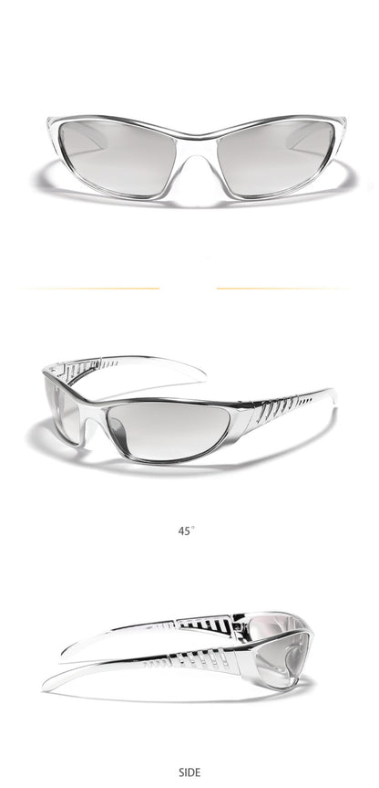 Y2K Silver Sunglasses Color Hollowed Out Future Sense Of Technology Hot Girls Net Red Sunglasses Women Sunglasses Trendy Men