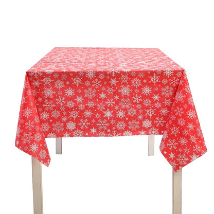 3PCS/Set Disposable Christmas Snowflake Tablecloth Plastic Red Green Buffalo Plaid Table Cover for Christmas Holiday Party Decor